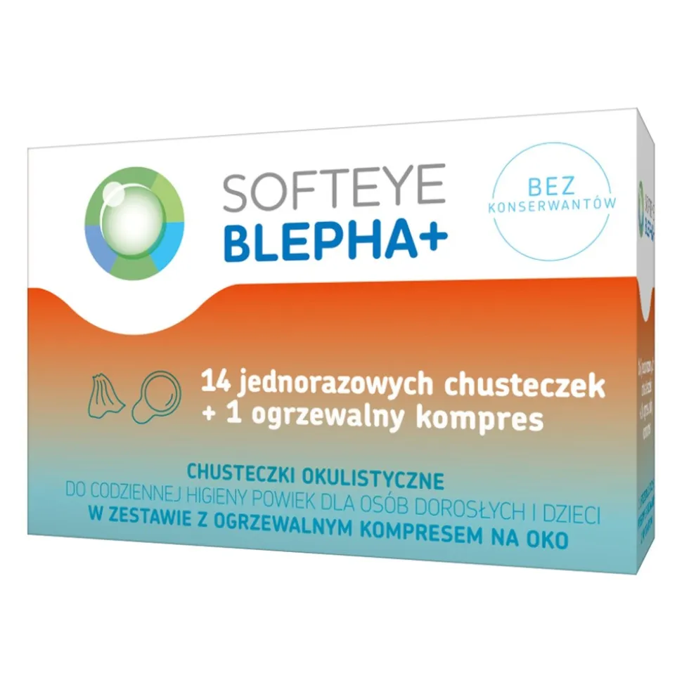 Softeye Blepha+, chusteczki okulistyczne, 14 szt. + kompres