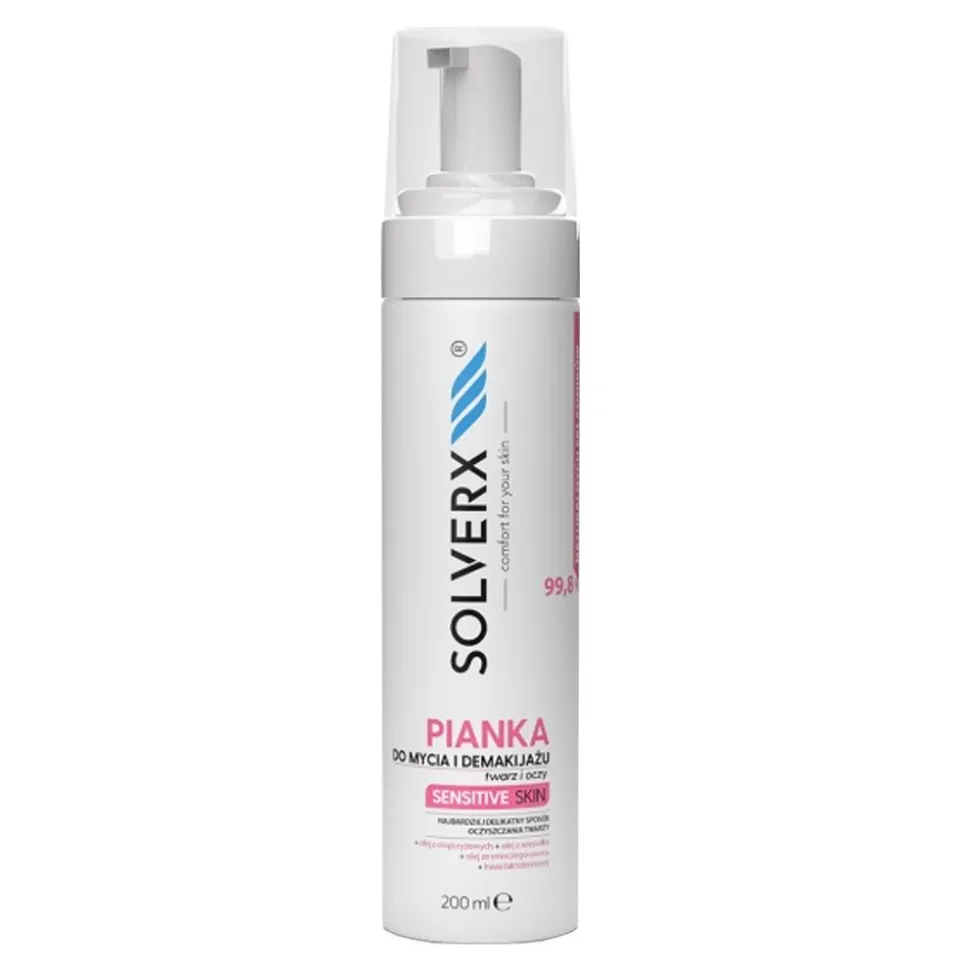 Solverx Sensitive Skin, pianka do mycia twarzy i oczu, 200 ml