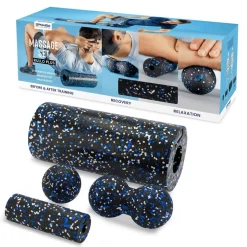 Spokey Rullo Plus, zestaw akcesoriów do masażu, wałek, miniroller, piłki, 4 szt.