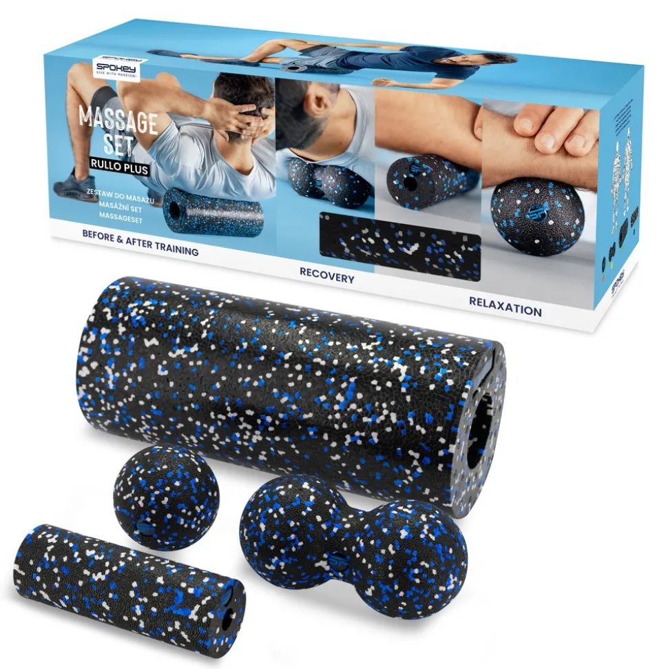 Spokey Rullo Plus, zestaw akcesoriów do masażu, wałek, miniroller, piłki, 4 szt.
