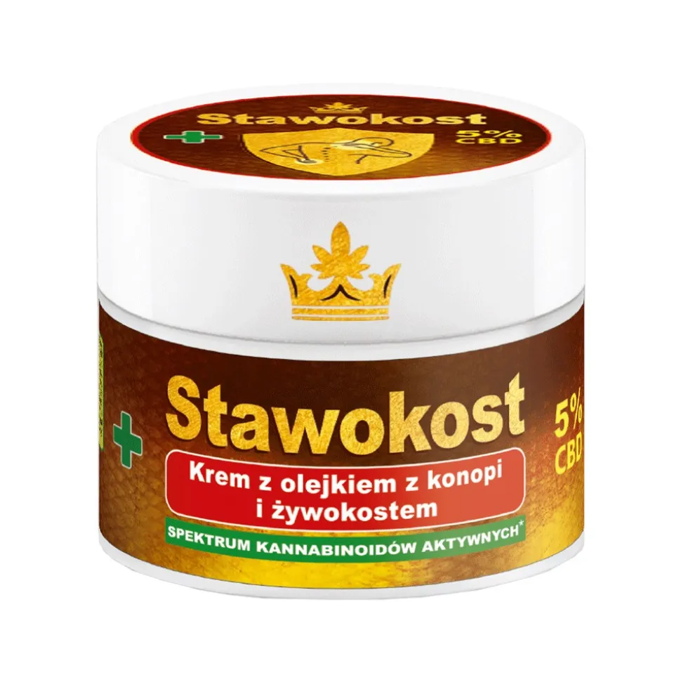 Stawokost, krem z olejkiem z konopi i żywokostem, 5% CBD, 150 ml