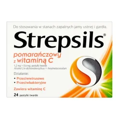 Strepsils pomarańczowy z witaminą C, pastylki twarde, 24 szt.