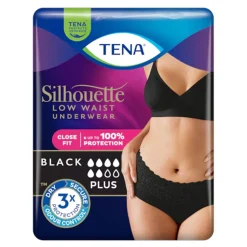 Tena Silhouette Plus, majtki chłonne, Black, rozmiar L, 10 szt.