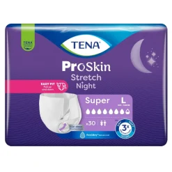 Tena Stretch ProSkin Super Night, pieluchomajtki na noc, rozmiar L, 30 szt.