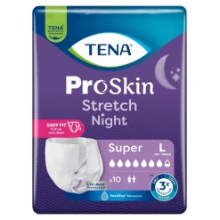 Tena Stretch ProSkin Super Night, pieluchomajtki na noc, rozmiar L, 10 szt.