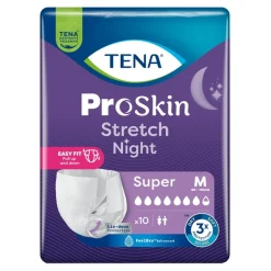 Tena Stretch ProSkin Super Night, pieluchomajtki na noc, rozmiar M, 10 szt.