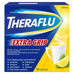 Theraflu ExtraGRIP, 650mg+10mg+20mg, proszek w saszetkach do sporządzania roztworów doustnych, 10 szt.