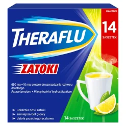 Theraflu Zatoki, 650 mg+10 mg, proszek do sporządzenia roztworu doustnego, 14 saszetek