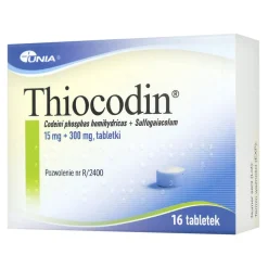 Thiocodin, 15 mg + 300 mg, tabletki, 16 szt.