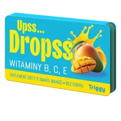 Triggy Upss.. Dropss Witaminy B, C, E, pastylki do ssania, smak mango, 15 szt.