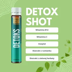 Triggy Vitamin Shot Detox, płyn w ampułce, smak zielone jabłko, 25 ml x 1 szt.
