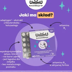 UmmU KoncentRacja 12+, tabletki do rozgryzania i żucia, 40 szt.