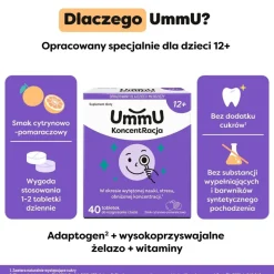 UmmU KoncentRacja 12+, tabletki do rozgryzania i żucia, 40 szt.