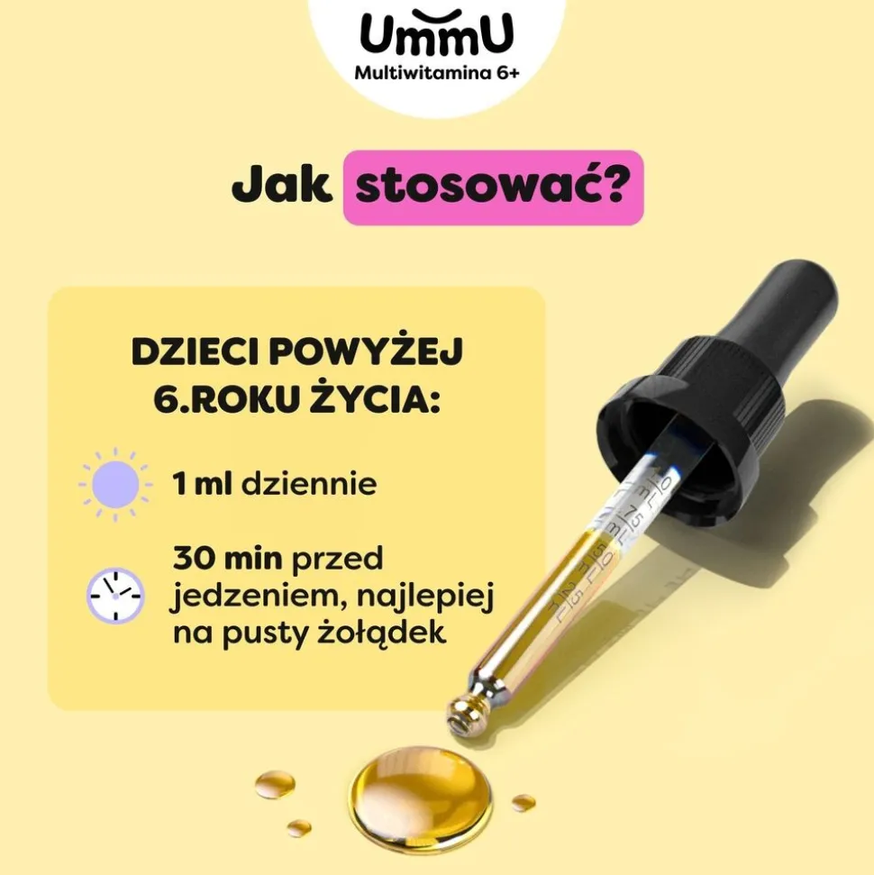 UmmU Multiwitamina 6+, płyn, smak pomarańczowy, 30 ml