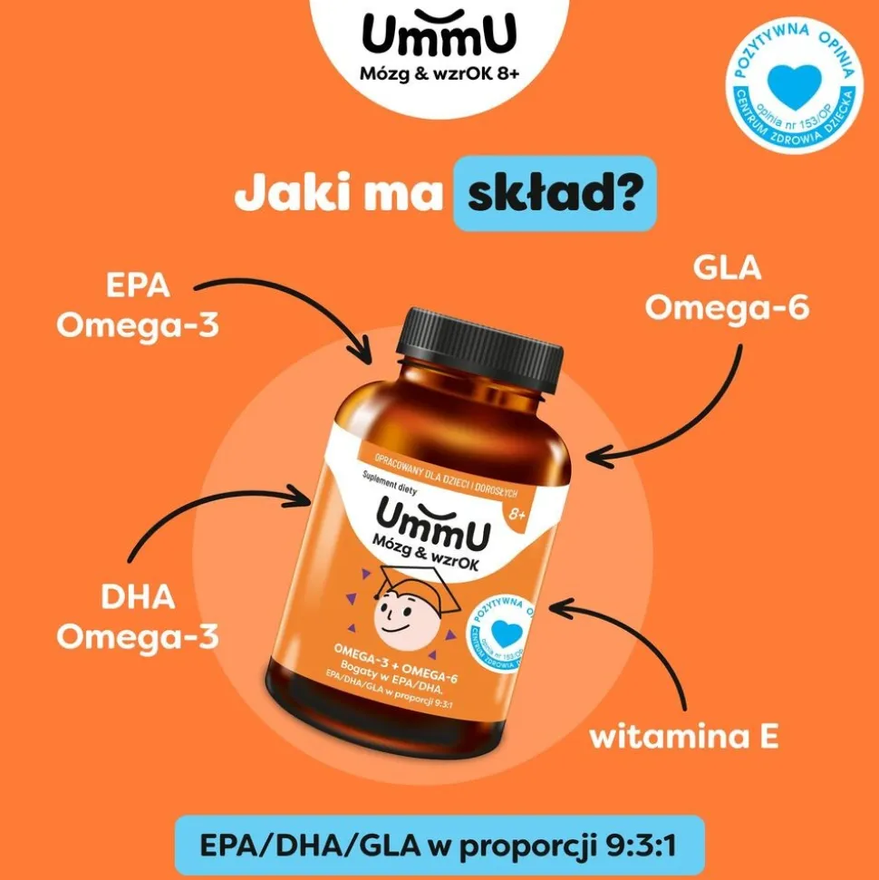 UmmU Mózg & wzrOK 8+, kapsułki miękkie, 240 szt.