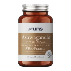 Uns Ashwagandha + Bioperine, kapsułki twarde, 60 szt.
