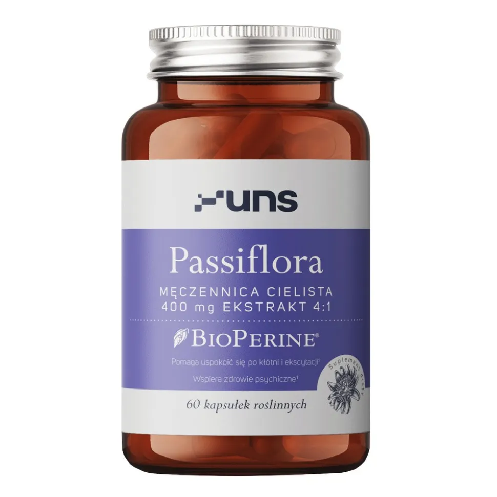 Uns Passiflora Męczennica cielista+Bioperine, kapsułki, 60 szt.