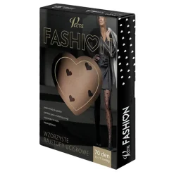Veera Fashion, rajstopy wzorzyste, 70 DEN, czarne w serca, rozmiar S