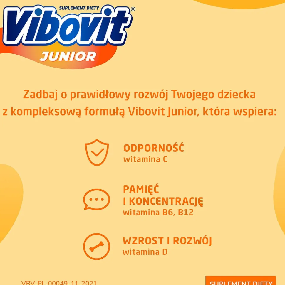 Vibovit Junior o smaku pomarańczowym, proszek, 2 g, 44 saszetek