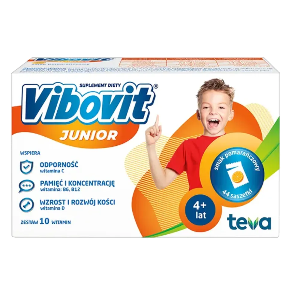 Vibovit Junior o smaku pomarańczowym, proszek, 2 g, 44 saszetek