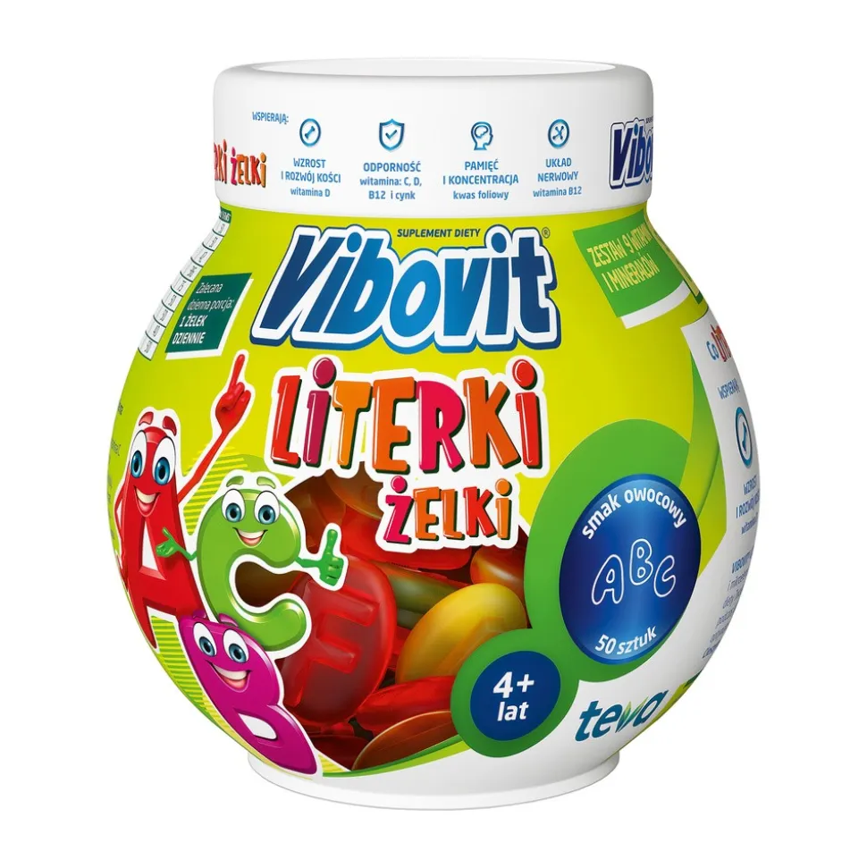 Vibovit Literki, żelki, smak owocowy, 50 szt.