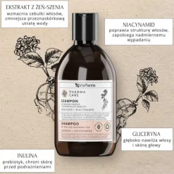 Vis Plantis Pharma Care, szampon do włosów cienkich, żeńszeń i niacynamid, 500 ml