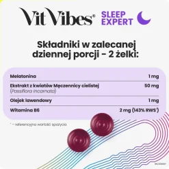 Vit Vibes Sleep Expert, żelki, smak jagody z nutą lawendy, 60 szt.