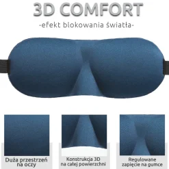 Waya 3D, opaska na oczy do spania, niebieska, 1 szt.