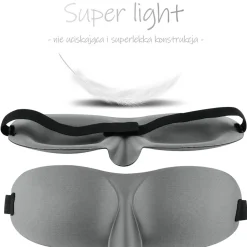 Waya 3D, opaska na oczy do spania, szara, 1 szt.
