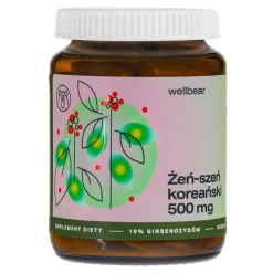 Wellbear Żeń-szeń koreański (Panax ginseng) 500 mg, kapsułki, 60 szt.