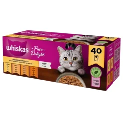 Whiskas Pure Delight, mokra karma dla dorosłych kotów, drobiowe frykasy galaretka, 40 szt. x 85 g