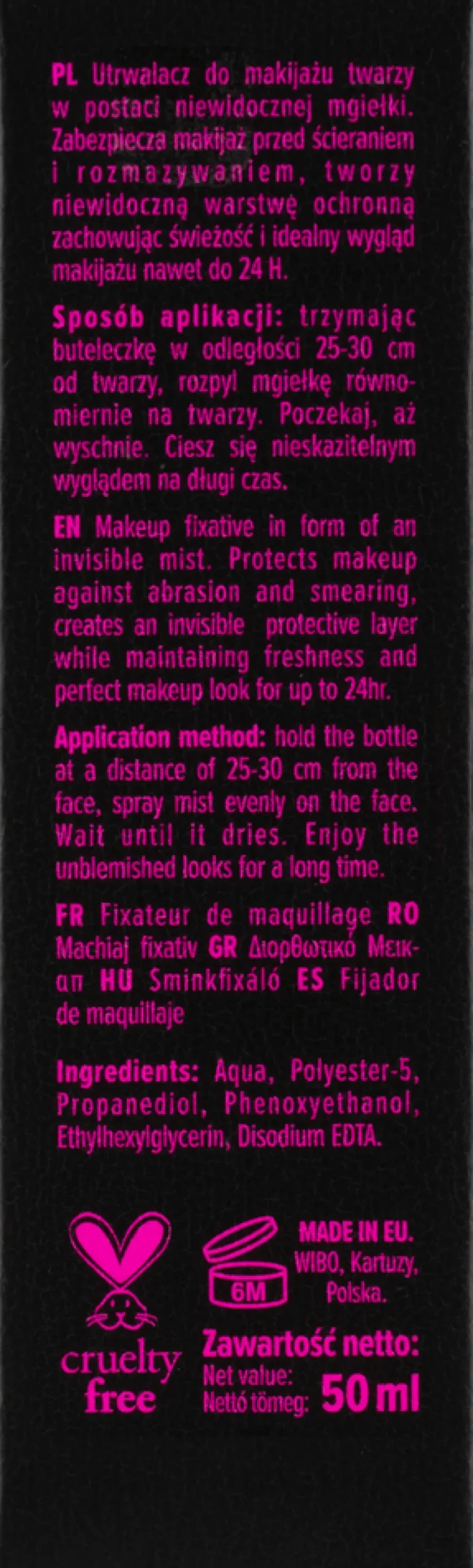 Wibo Fixing, utrwalacz do makijażu, spray, 50 ml