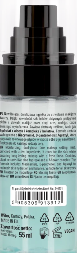Wibo, nawilżająca mgiełka do utrwalenia makijażu, 55 ml