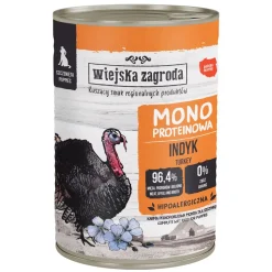 Wiejska Zagroda Monoproteinowa Indyk, mokra karma dla szczeniąt, 400 g