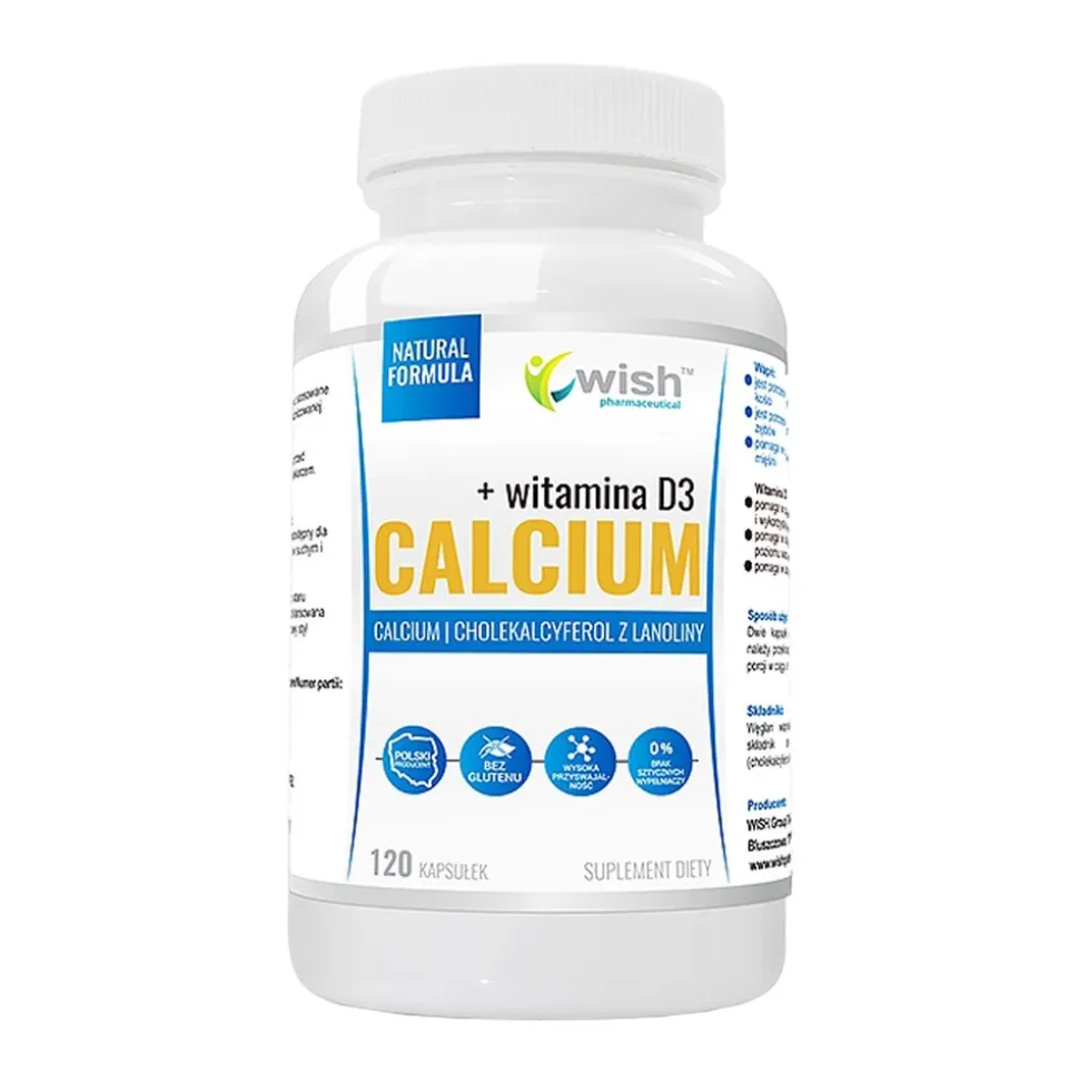 Wish Calcium + Witamina D3, kapsułki, 120 szt.