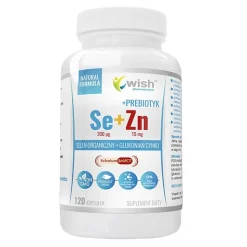 Wish, Selen 200 µg + cynk 15 mg + prebiotyk, kapsułki, 120 szt.