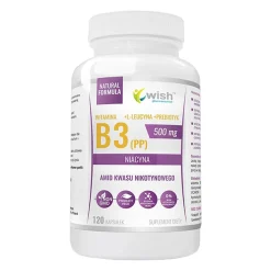Wish Witamina B3 (PP) 500 mg + L-leucyna + prebiotyk, kapsułki, 120 szt.