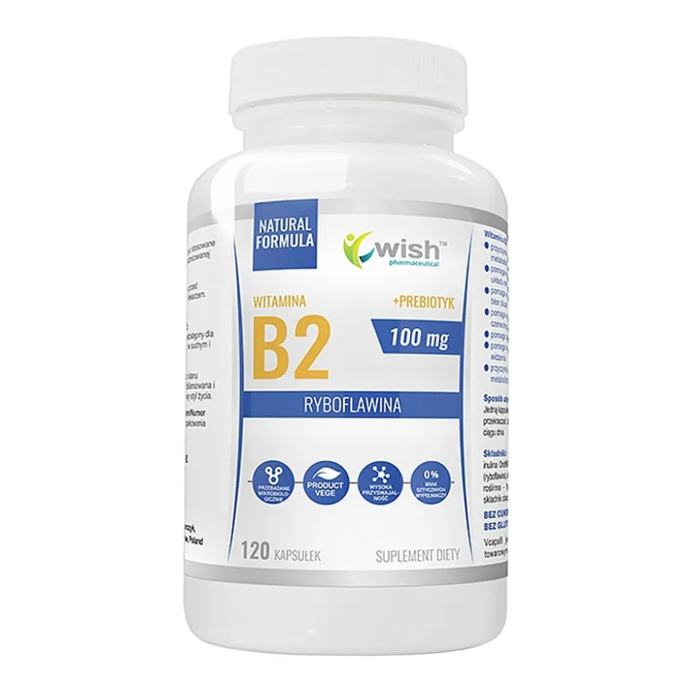 Wish Witamina B2 + Prebiotyk, kapsułki, 120 szt.