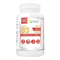 Wish Witamina D3 4000IU 100 mcg + Prebiotyk, kapsułki, 120 szt.