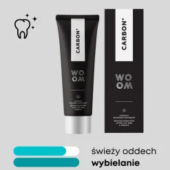 WOOM Carbon+, Mocna wybielająca pasta do zębów z węglem, 75 ml