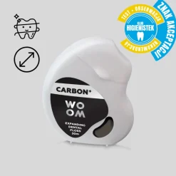 WOOM Carbon+, pęczniejąca nić dentystyczna z węglem aktywnym, 30 m