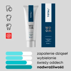 WOOM Total+, Odbudowująca pasta do zębów do codziennego stosowania, 75 ml