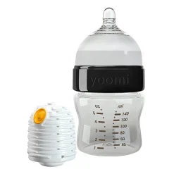 Yoomi, zestaw Black, butelka 140 ml + podgrzewacz, 1 szt.