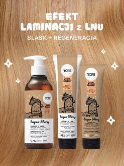 Yope Super Shiny, szampon z lnem do włosów puszących się, 300 ml