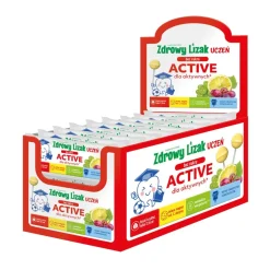 Zdrowy Lizak Uczeń Active, bez cukru, smak winogrono-cytryna, display, 40 szt.