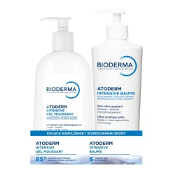 Zestaw Bioderma Atoderm, Intensive baume, balsam ultra-kojący, 500 ml + Intensive Gel Moussant, żel oczyszczający i natłuszczający, 500 ml