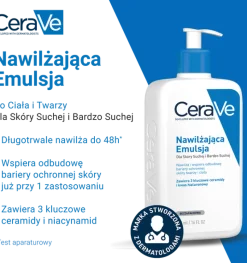 Zestaw CeraVe, nawilżająca emulsja dla skóry normalnej, suchej i bardzo suchej, 473 ml + opakowanie uzupełniające refill, 473 ml