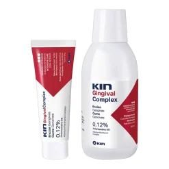 Zestaw, Kin Gingival Complex: płyn do płukania jamy ustnej, 250 ml + pasta do zębów, 75 ml