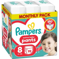 Zestaw Pampers Active Baby Pants, 8, (17+kg), 92 szt. + 6, (13-19 kg), 120 szt.