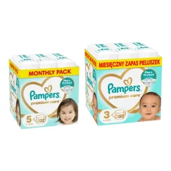 Zestaw Pampers Premium Care 5, (11-16 kg), 132 szt. + 3, (6-10kg), 180 szt.